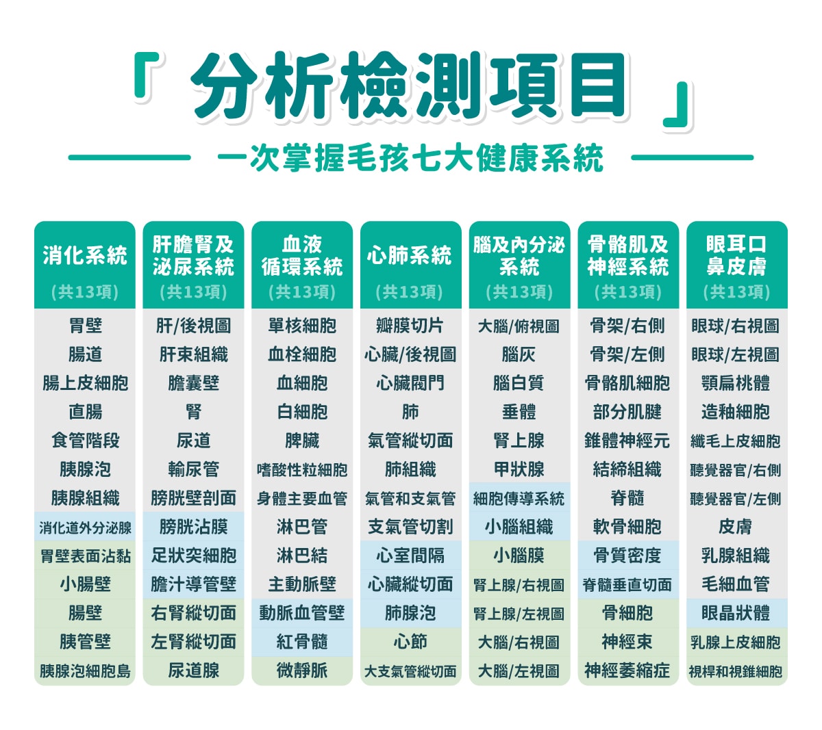 七大系統檢測清單